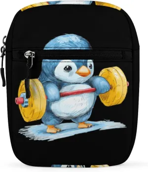 Weightlifting Penguin Cute Crossbody Bag Messenger Shoulder Bags with Adjustable Strap