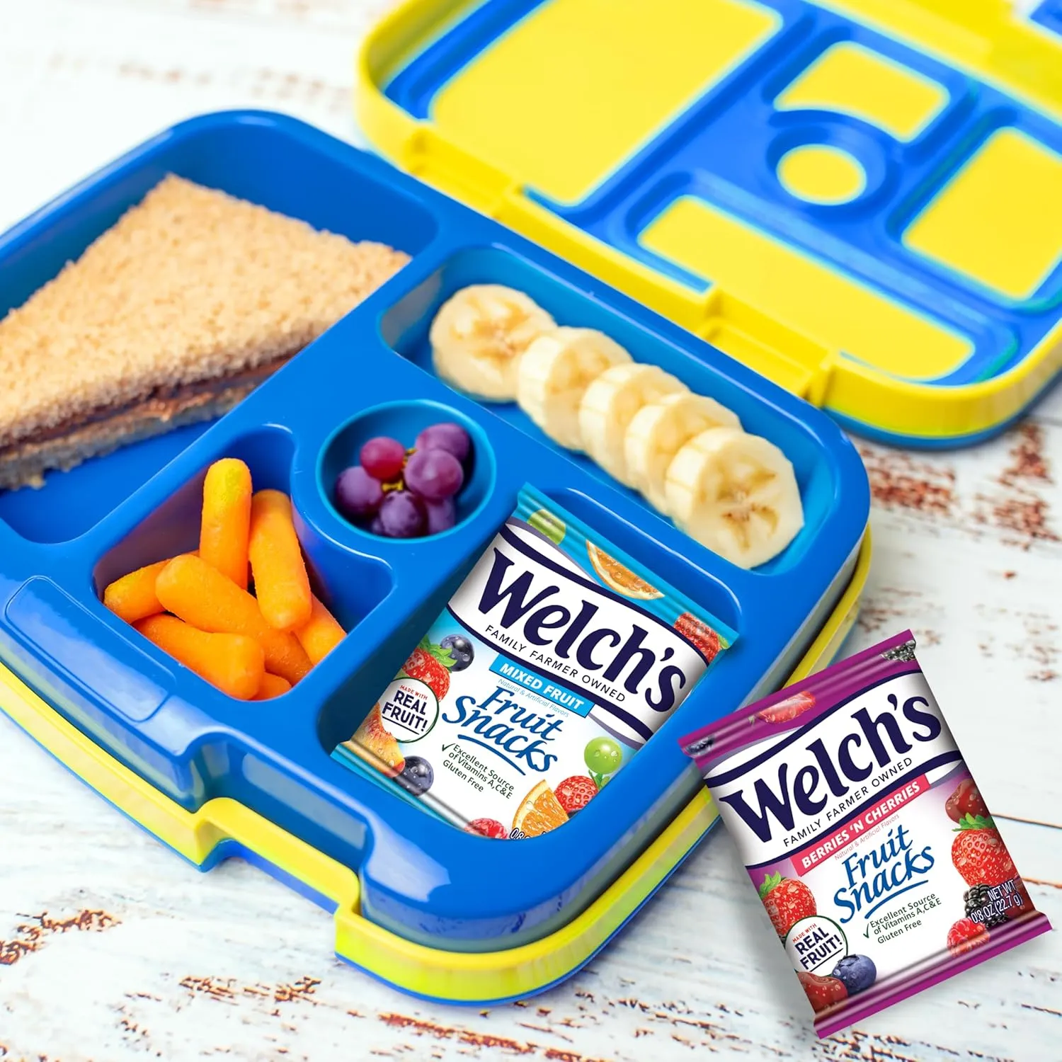 Welch's Fruit Snacks, Mixed Fruit & Berries 'N Cherries Variety Pack, Great for School Lunches, Bulk Pack, Individual Single Serve Bags, 0.8 oz (Pack of 60)