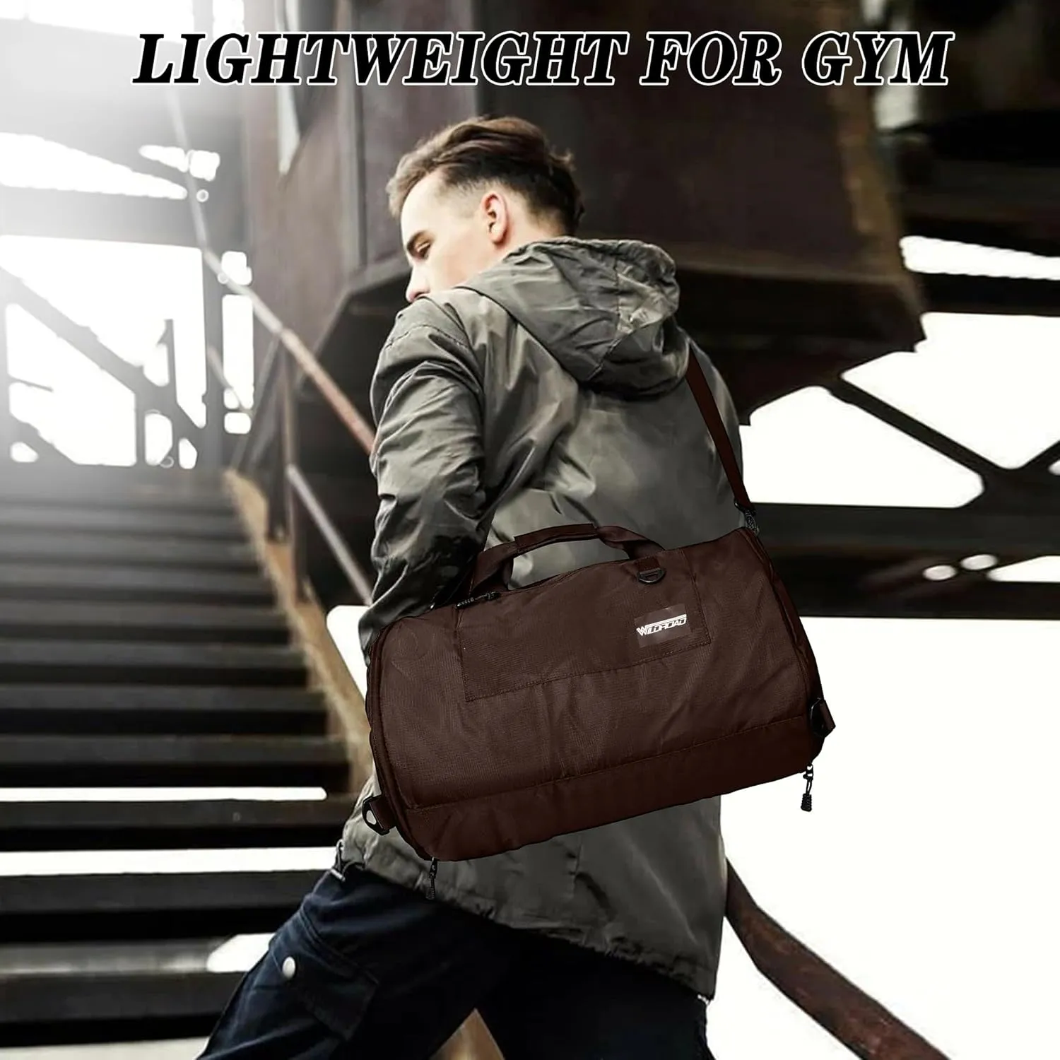 Wildroad Travel Bags for Men, Gym Bag & Duffle Bag for Travel, Carry on Duffel Bag 3 IN 1 Expandable Overnight Weekender Bag (Coffee, Large-50L  Gym Bag)