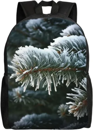 Winter Frost on Spruce Tree Backpack Lightweight Laptop Bag Casual Daypack Travel Backpacks For Women Men