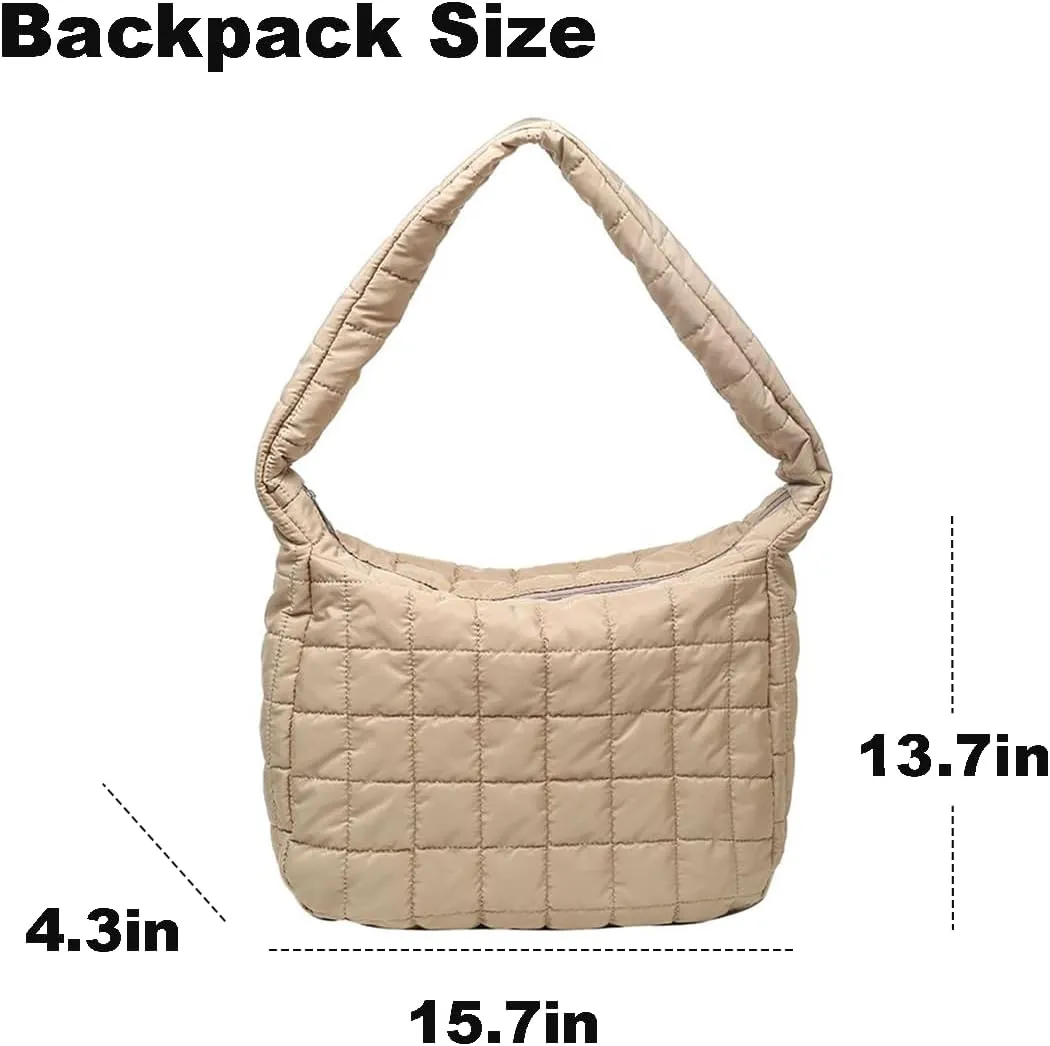 Woman Cozy Crossbody Handbag Fashion Warm Lightweight Bag with Zip Aesthetic Padded Puffy Cotton Sling Bag