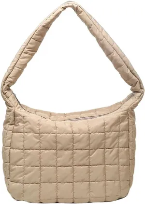 Woman Cozy Crossbody Handbag Fashion Warm Lightweight Bag with Zip Aesthetic Padded Puffy Cotton Sling Bag