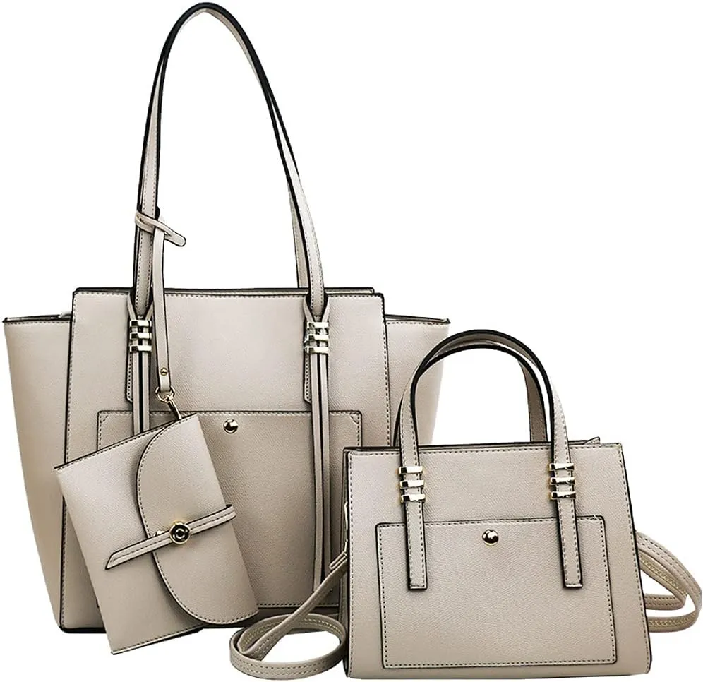 Women Fashion Handbags Tote Bag Shoulder Bag Wallet Messenger Bag for Ladies 3 Pcs Set