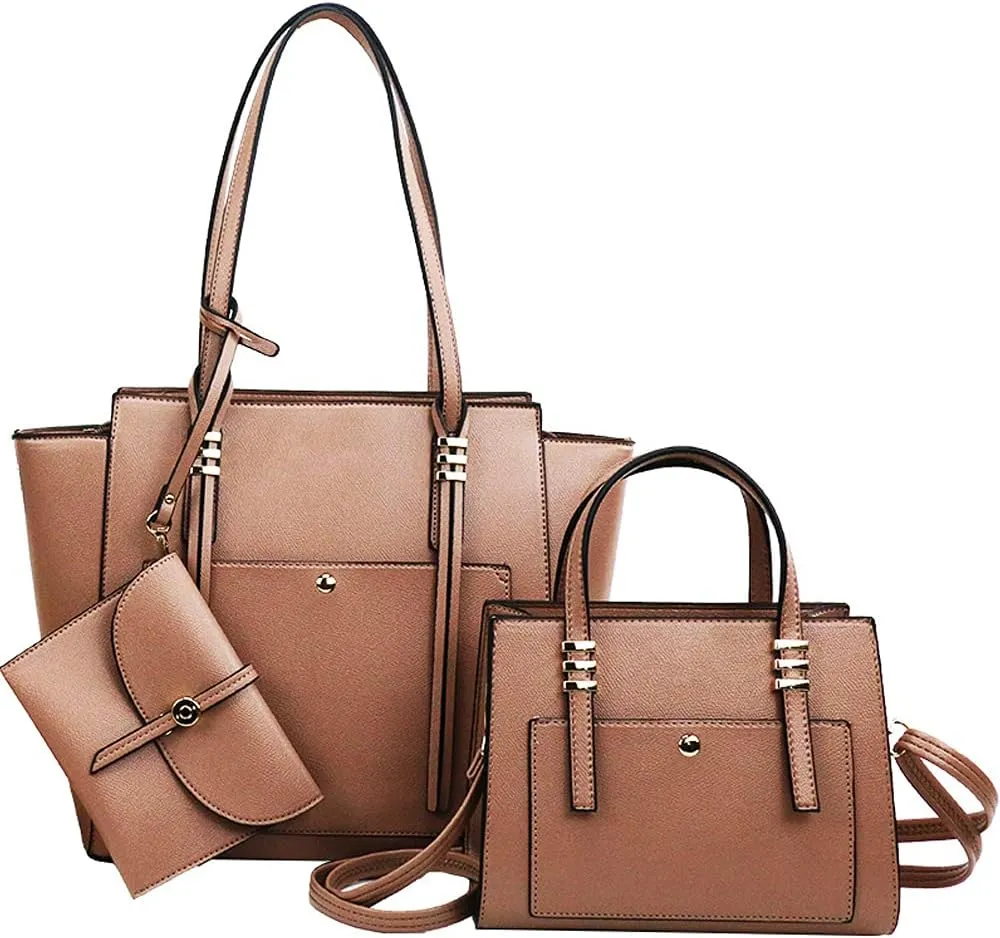 Women Fashion Handbags Tote Bag Shoulder Bags Wallet Messenger Bag for Ladies 3 Pcs Set