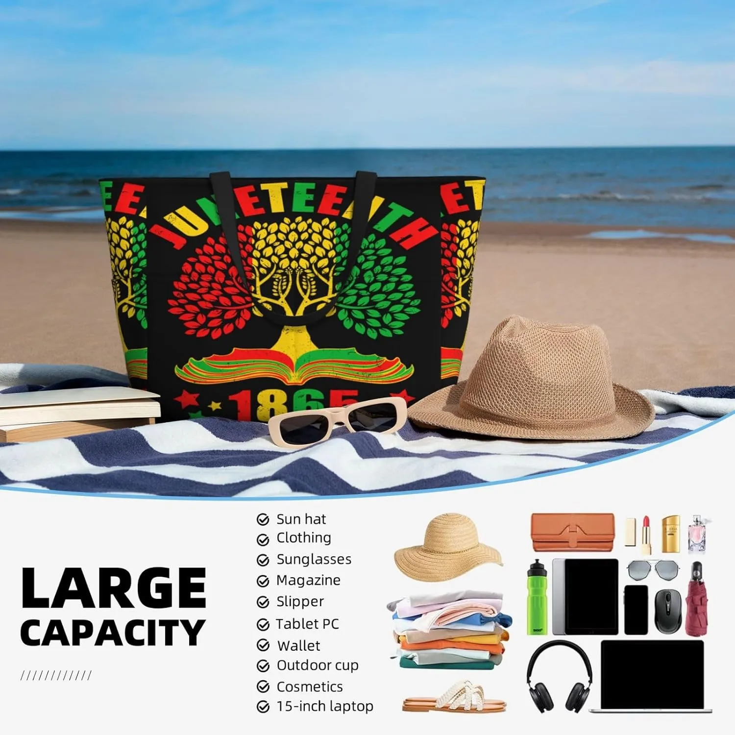 Women Large Beach Bag Travel Weekender Foldable Tote Bag for Pool Beach Vacation Gym