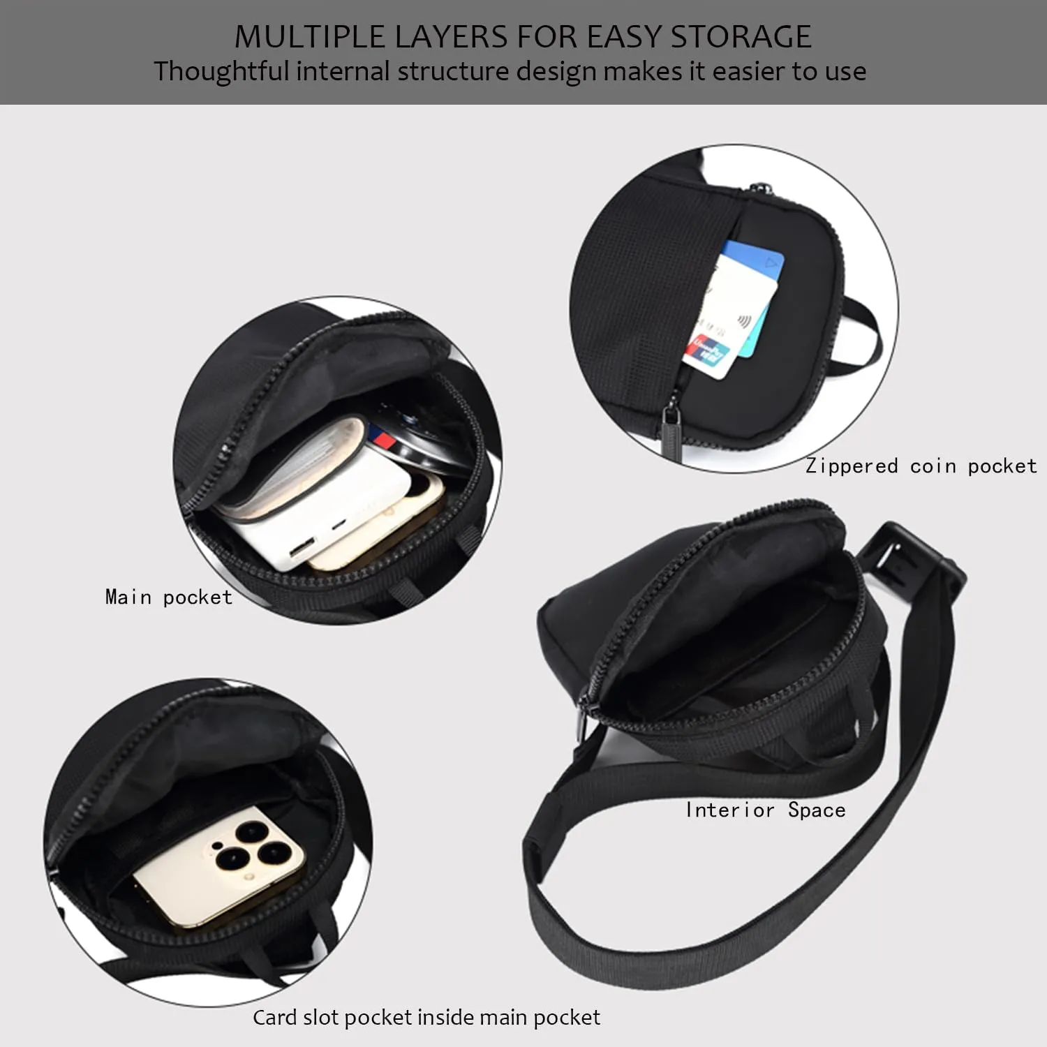 Women Men Small Nylon Sling Bag Crossbody Bag Travel Pocket Portable Hiking Backpack