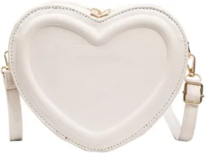 Women PU Leather Heart Shape Messenger Bag - Cute Change Purse, Fashion Shoulder Handbag, Small Crossbody