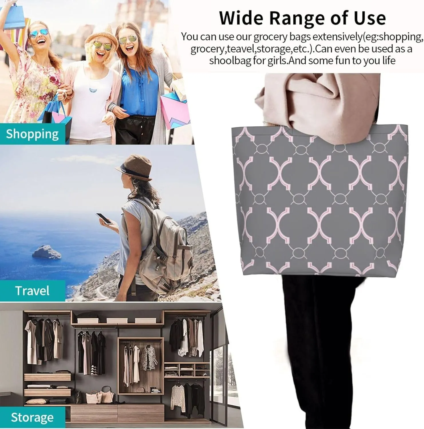 Women Shooting Star Heart Shoulder Bag Casual Handbag Shopping Bag