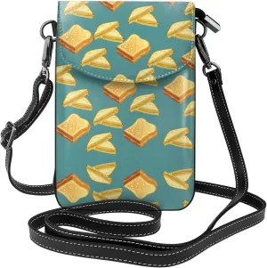 Women Small Crossbody Bag Phone Wallet Grilled Cheese Pattern Cellphone Credit Card Purse With Adjustable Shoulder Strap