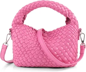 Women Woven Handbags with Detachable Strap Tote Small Crossbody Bag Hand Shoulder Bag Purses Cassual Top Handle Bags