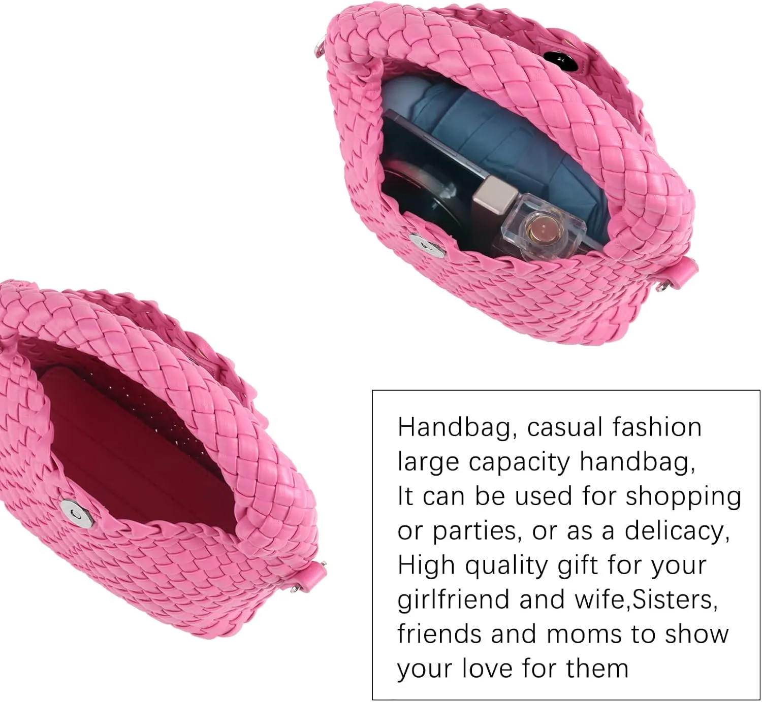 Women Woven Handbags with Detachable Strap Tote Small Crossbody Bag Hand Shoulder Bag Purses Cassual Top Handle Bags