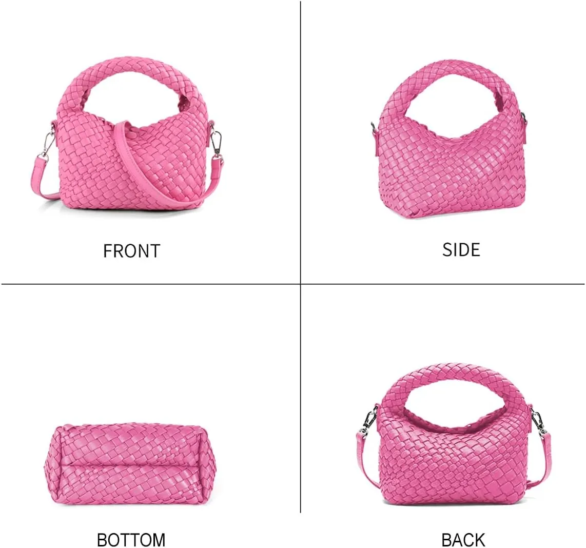 Women Woven Handbags with Detachable Strap Tote Small Crossbody Bag Hand Shoulder Bag Purses Cassual Top Handle Bags