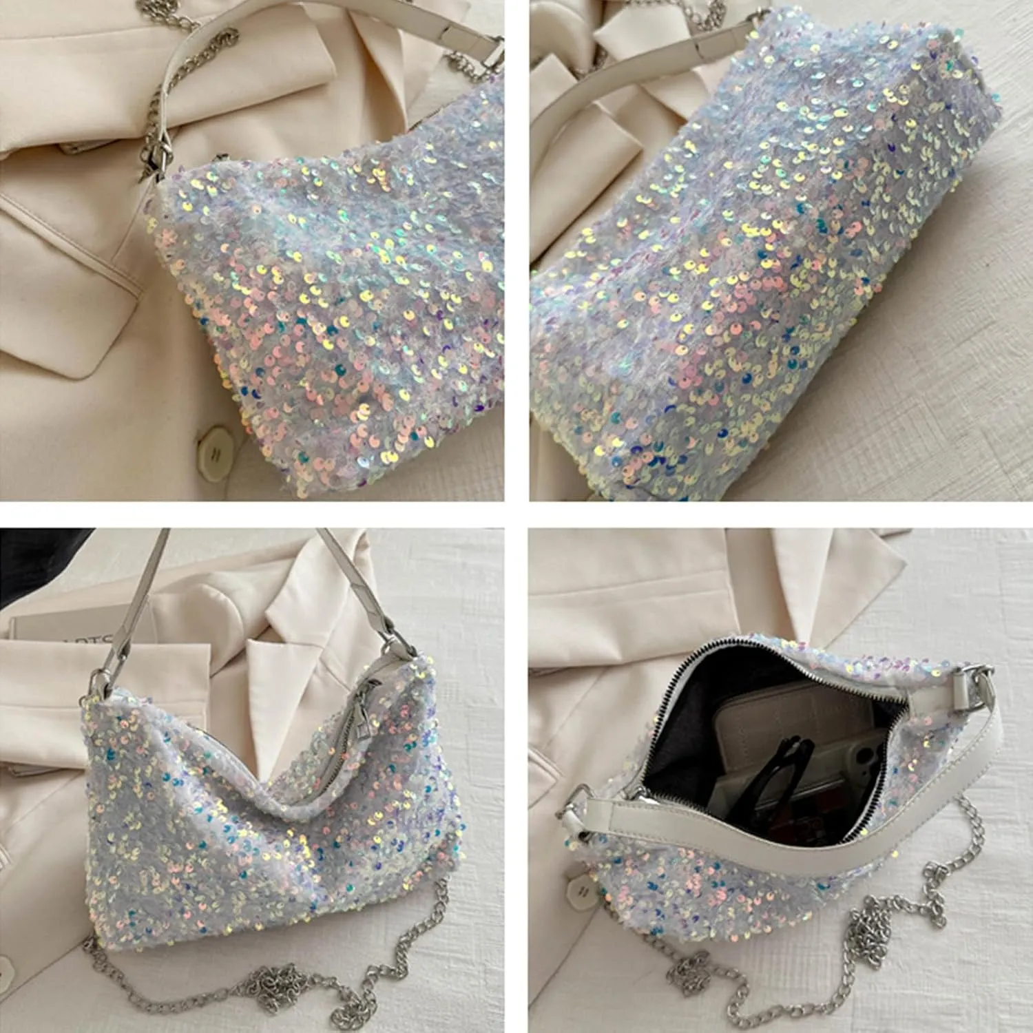 Women's Evening Handbag, Sequin Evening Crossbody Bag, Elegant Clutch Purses for Women Wedding, Prom, Cocktail Party
