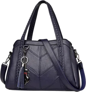 Womens Handbags Retro PU Leather Fashion Tote Bag Purse Top Handle Satchel Roomy Crossbody Shoulder Bags Messenger Bag
