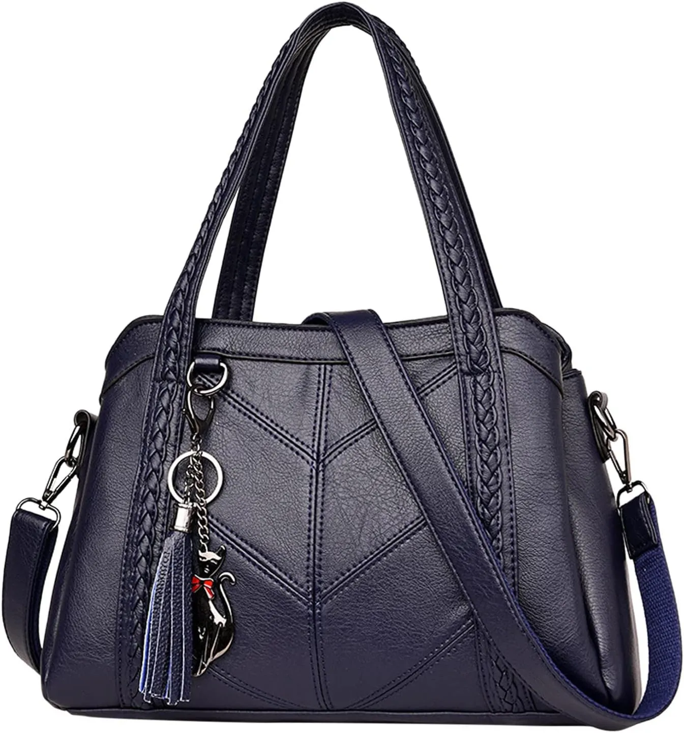 Womens Handbags Retro PU Leather Fashion Tote Bag Purse Top Handle Satchel Roomy Crossbody Shoulder Bags Messenger Bag