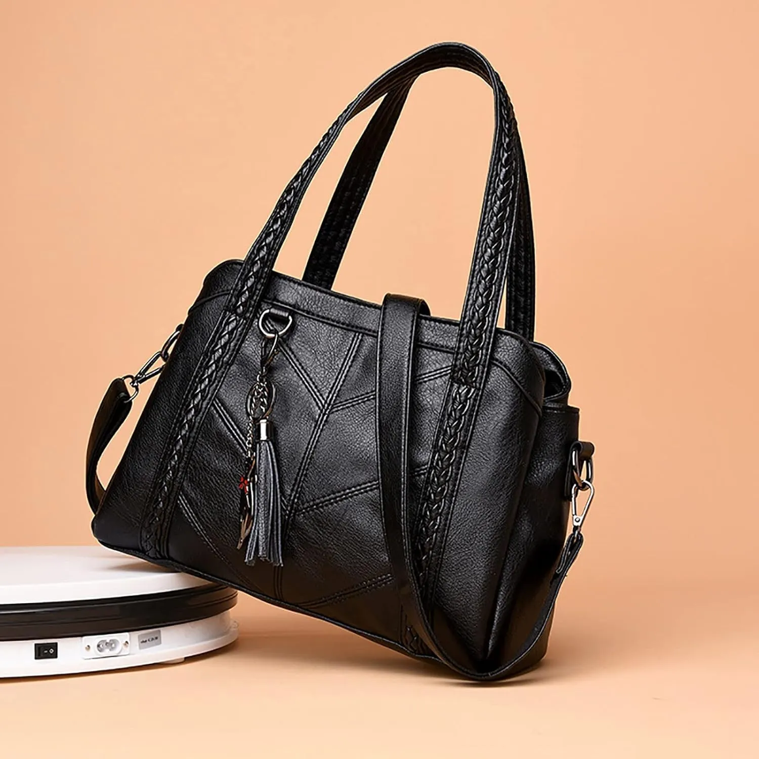Womens Handbags Retro PU Leather Fashion Tote Bag Purse Top Handle Satchel Roomy Crossbody Shoulder Bags Messenger Bag