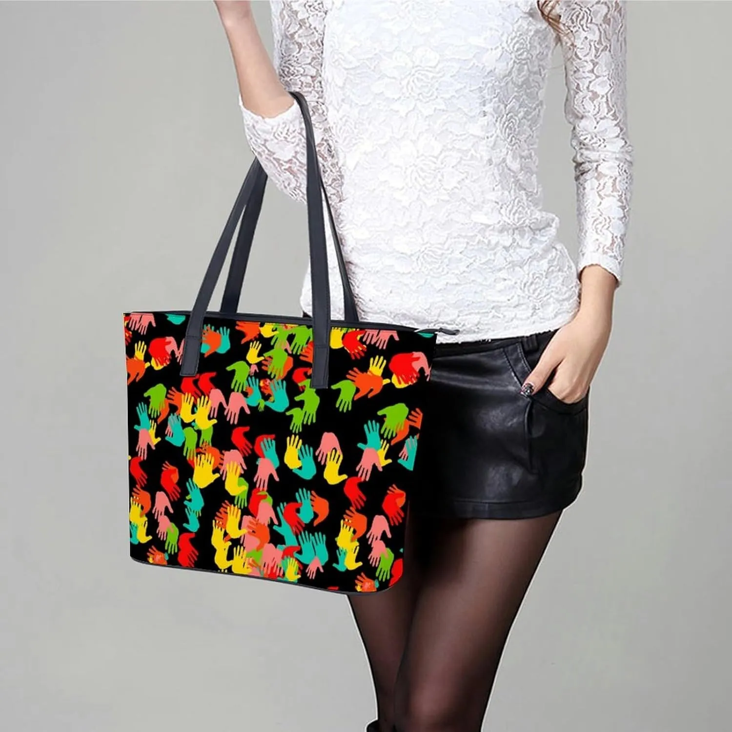 Women's Leather Tote Bag Fashion Handbag for Work Travel Shopping Daily Use Large Capacity Shoulder Purse