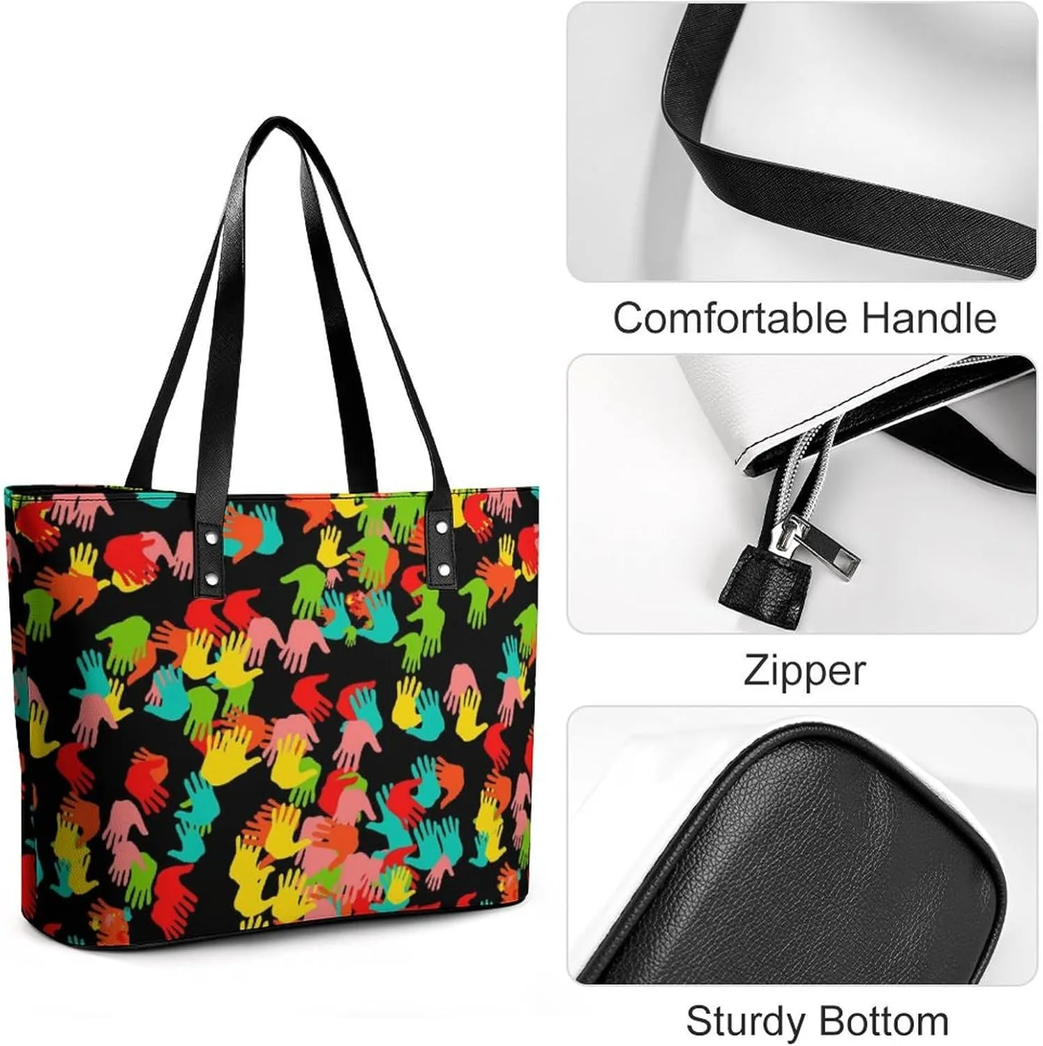 Women's Leather Tote Bag Fashion Handbag for Work Travel Shopping Daily Use Large Capacity Shoulder Purse