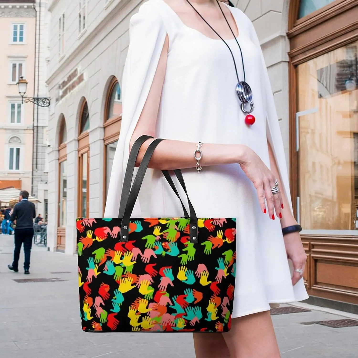 Women's Leather Tote Bag Fashion Handbag for Work Travel Shopping Daily Use Large Capacity Shoulder Purse
