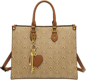 Women's Tote Bag Elegant Multi-Pocket Handbag with Heart Pendant, Spacious & Stylish for Work, Travel & Daily Use
