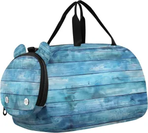 Wooden Texture Kids Overnight Sports Duffel Bags with Shoe Compartment & Wet Pocket Travel Sport Gym Bag for Girls Boys
