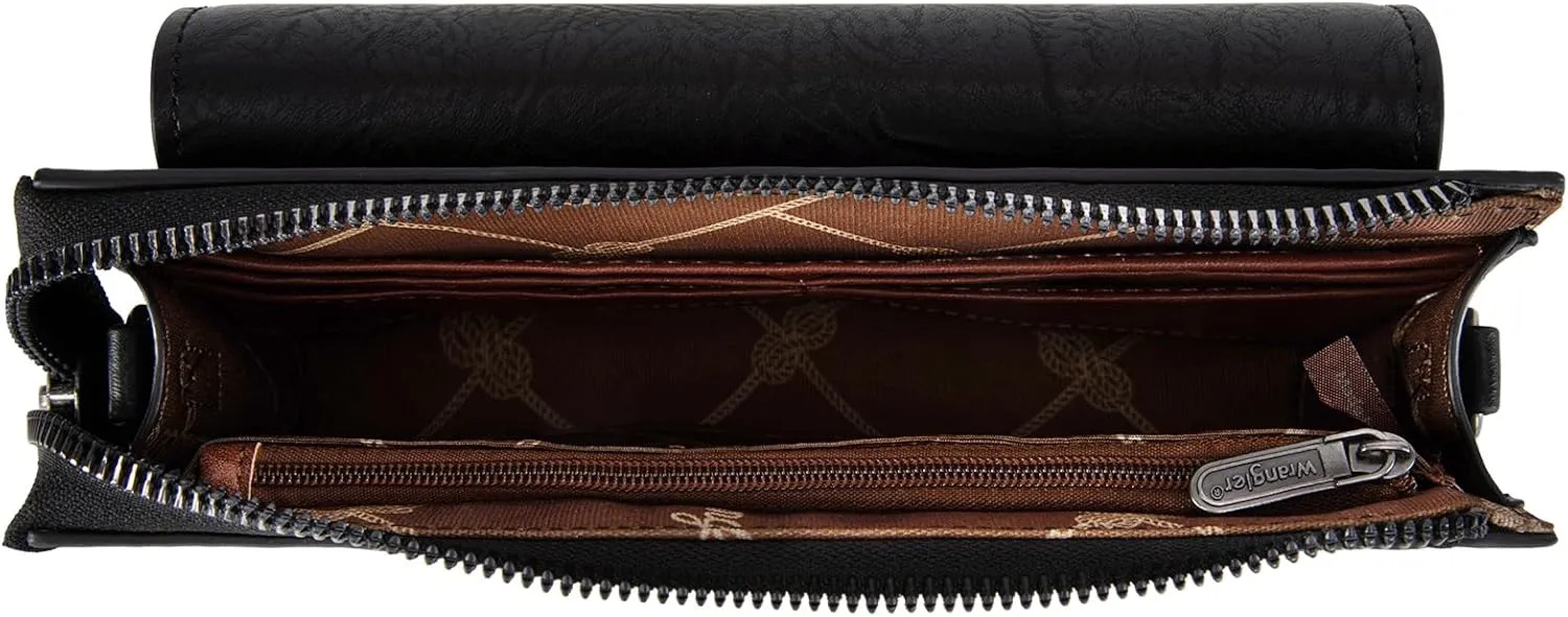 Wrangler RFID Crossbody Wallet Purse Vegan Leather Small Purses for Women with Phone Pocket and Adjustable Strap