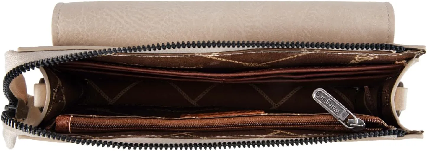 Wrangler RFID Crossbody Wallet Purse Vegan Leather Small Purses for Women with Phone Pocket and Adjustable Strap