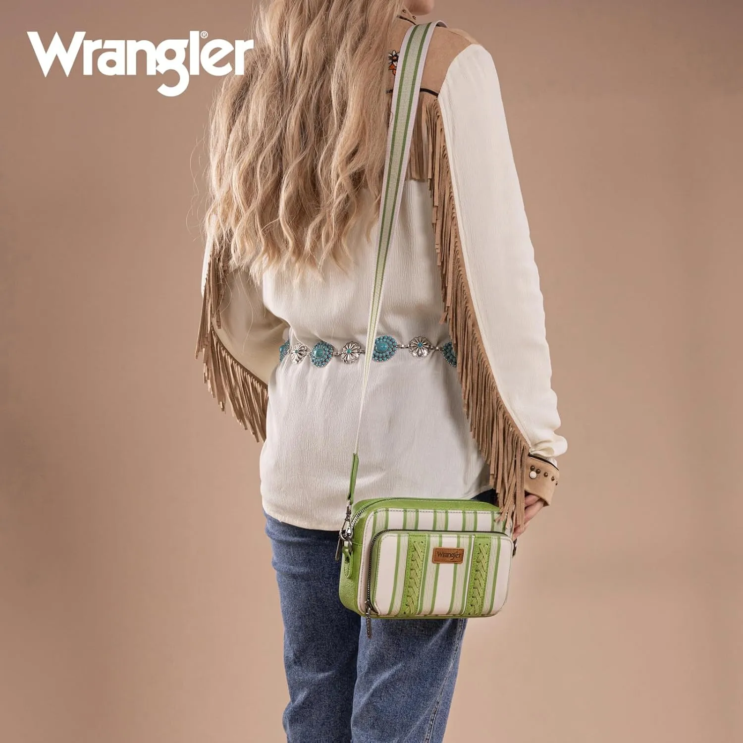 Wrangler Stripe Crossbody Bag for Women Western Cowgirl Crossbody Purses with Guitar Strap