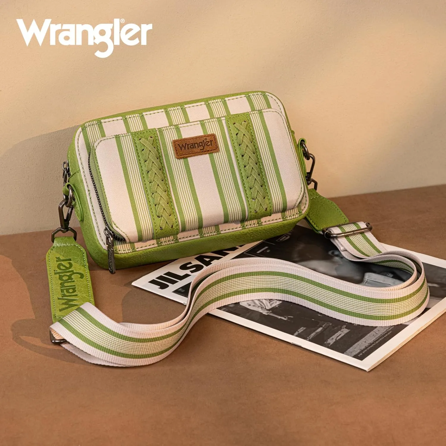 Wrangler Stripe Crossbody Bag for Women Western Cowgirl Crossbody Purses with Guitar Strap