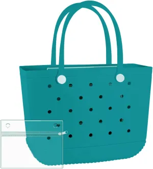 X-Large Rubber Tote Bag Waterproof Beach Washable Handbag Storage Bags Durable Modern Travel SportsTote Bag (Malachite, X-Large)