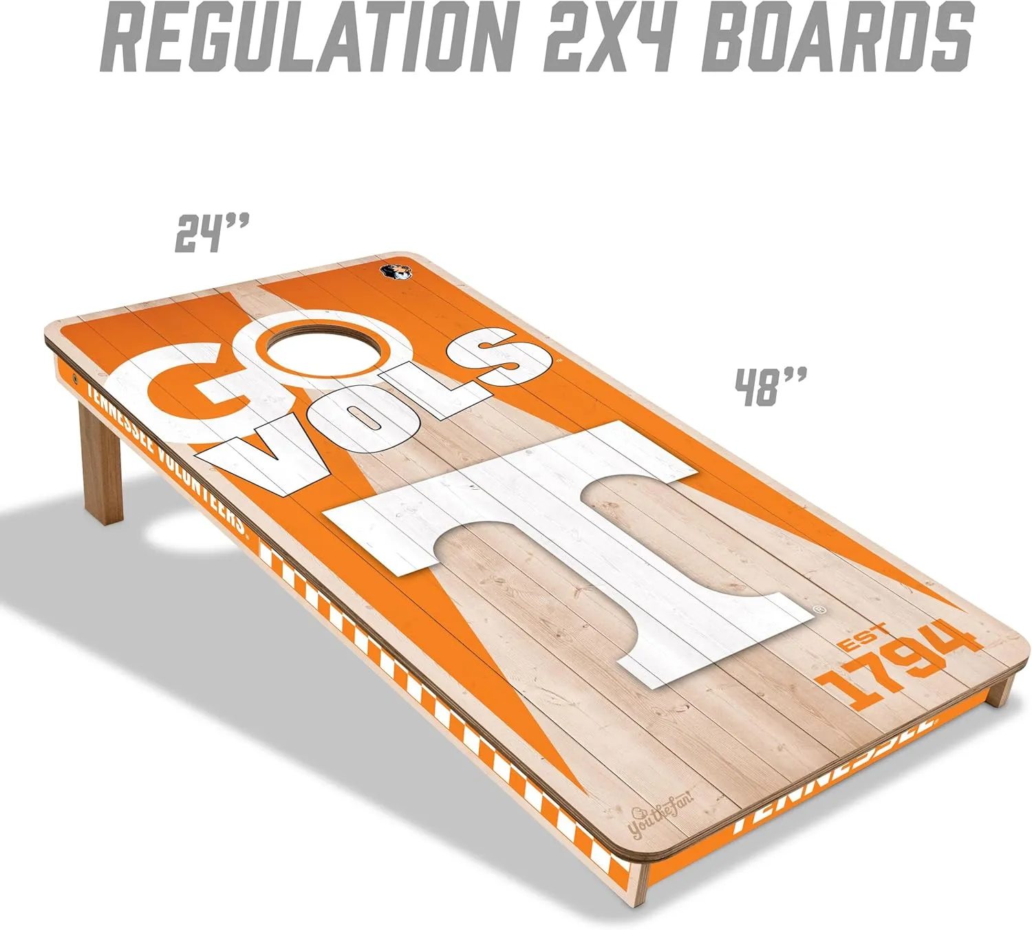 YouTheFan NCAA 2’ x 4’ Professional Wood Cornhole Game with Logo Bags