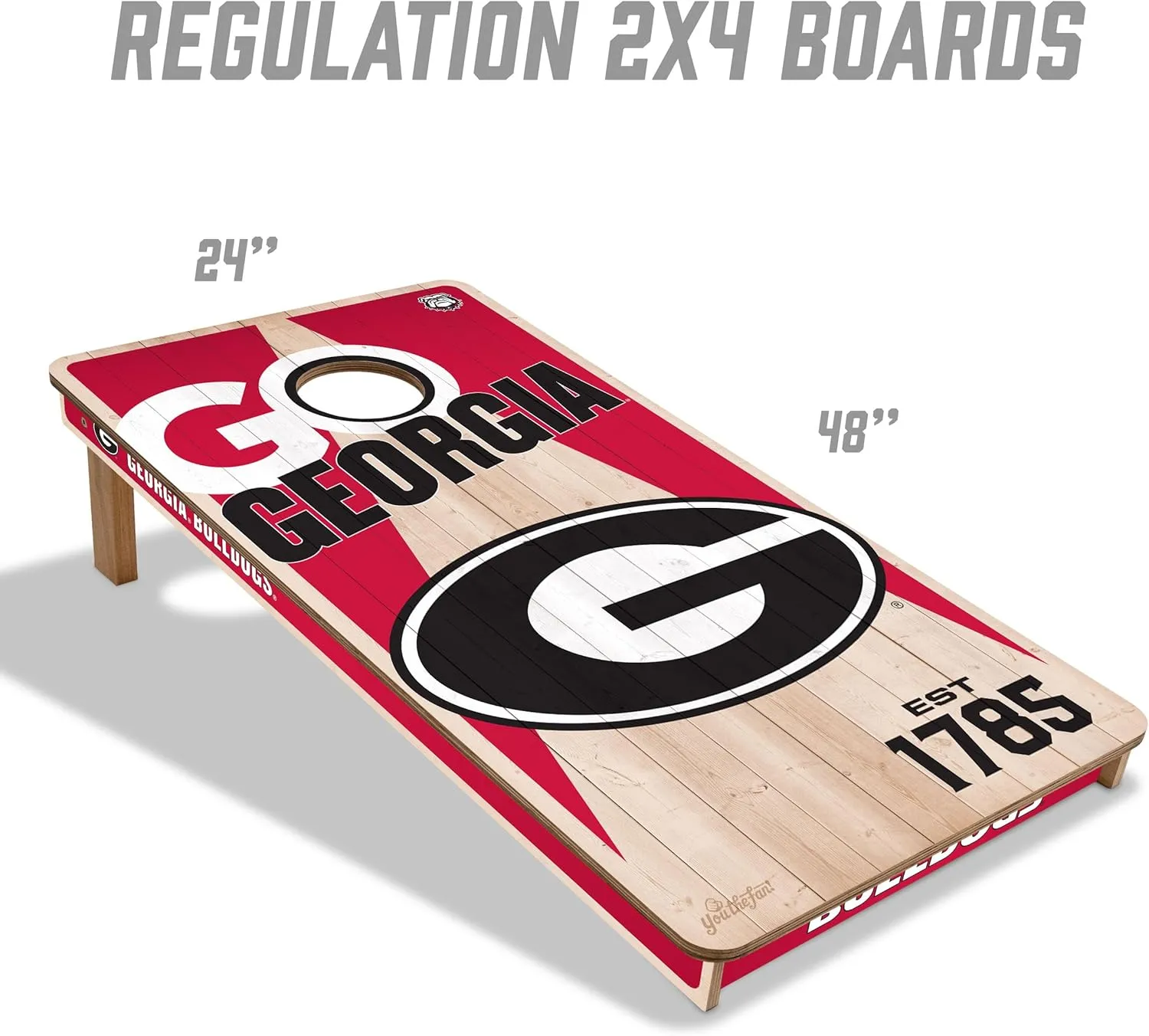 YouTheFan NCAA 2’ x 4’ Professional Wood Cornhole Game with Logo Bags