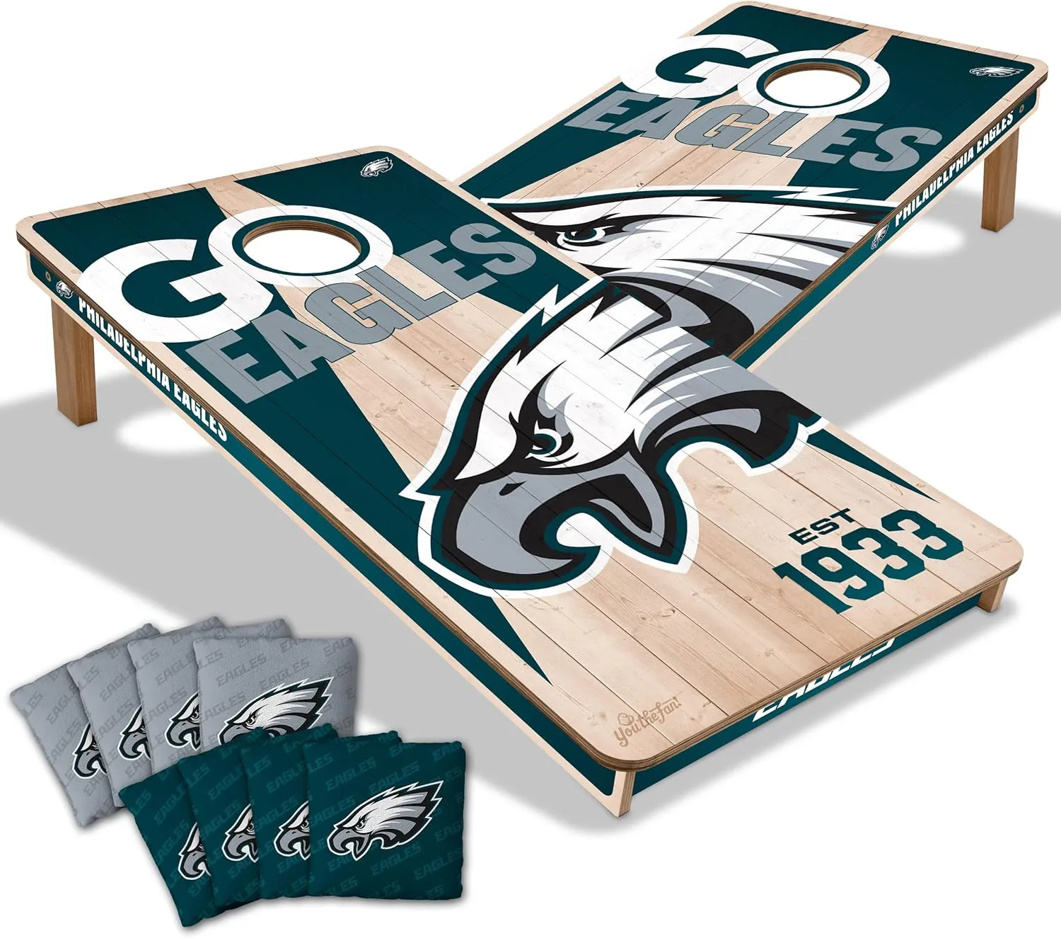 YouTheFan NFL 2’ x 4’ Professional Wood Cornhole Game with Logo Bags