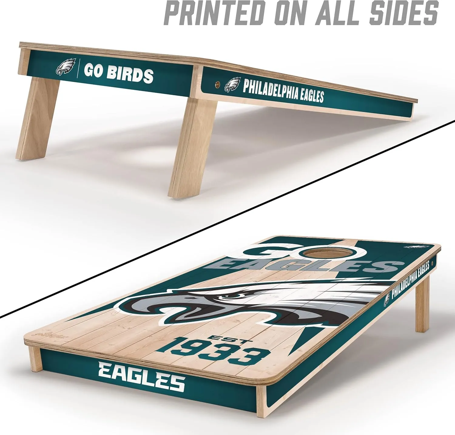 YouTheFan NFL 2’ x 4’ Professional Wood Cornhole Game with Logo Bags
