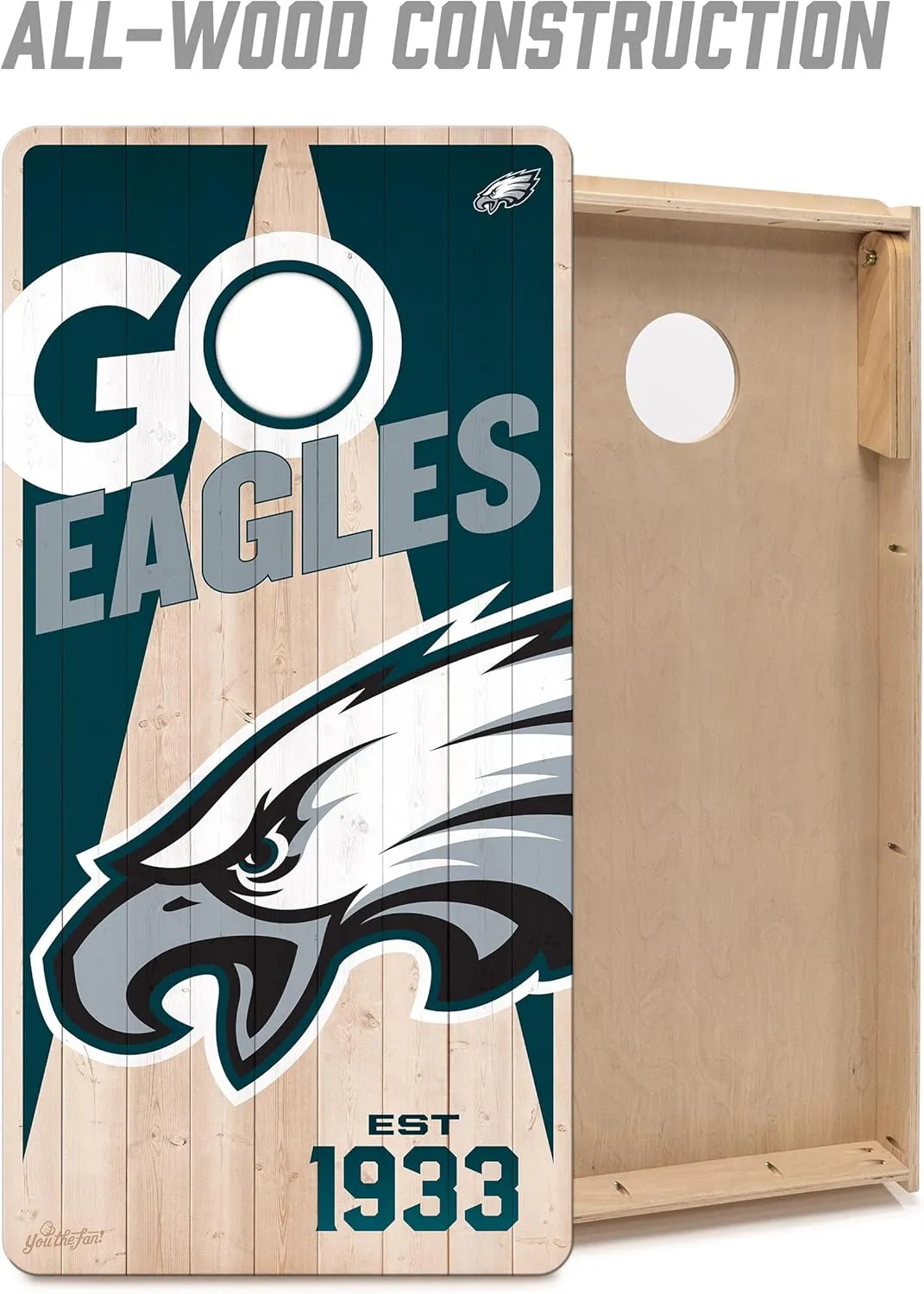 YouTheFan NFL 2’ x 4’ Professional Wood Cornhole Game with Logo Bags