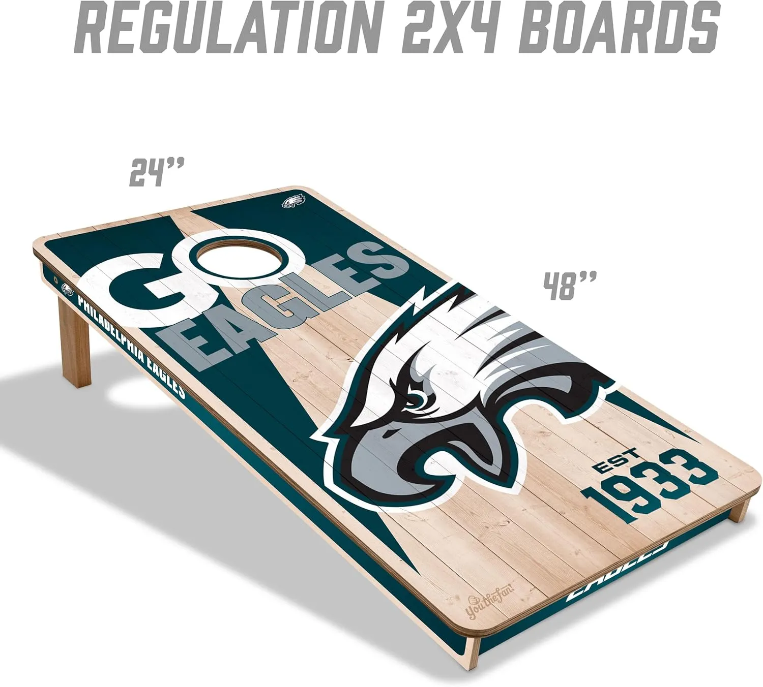 YouTheFan NFL 2’ x 4’ Professional Wood Cornhole Game with Logo Bags