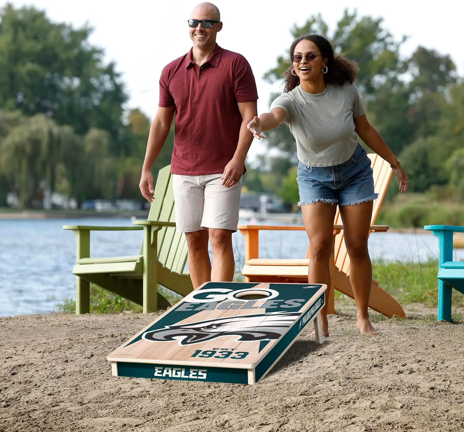 YouTheFan NFL 2’ x 4’ Professional Wood Cornhole Game with Logo Bags