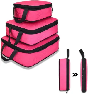YZAOLL 3 Set/6 Set/7 Set Compression Packing Cubes Travel Accessories Expandable Packing Organizers,Travel Essentials for Carry on 3 Set Rose