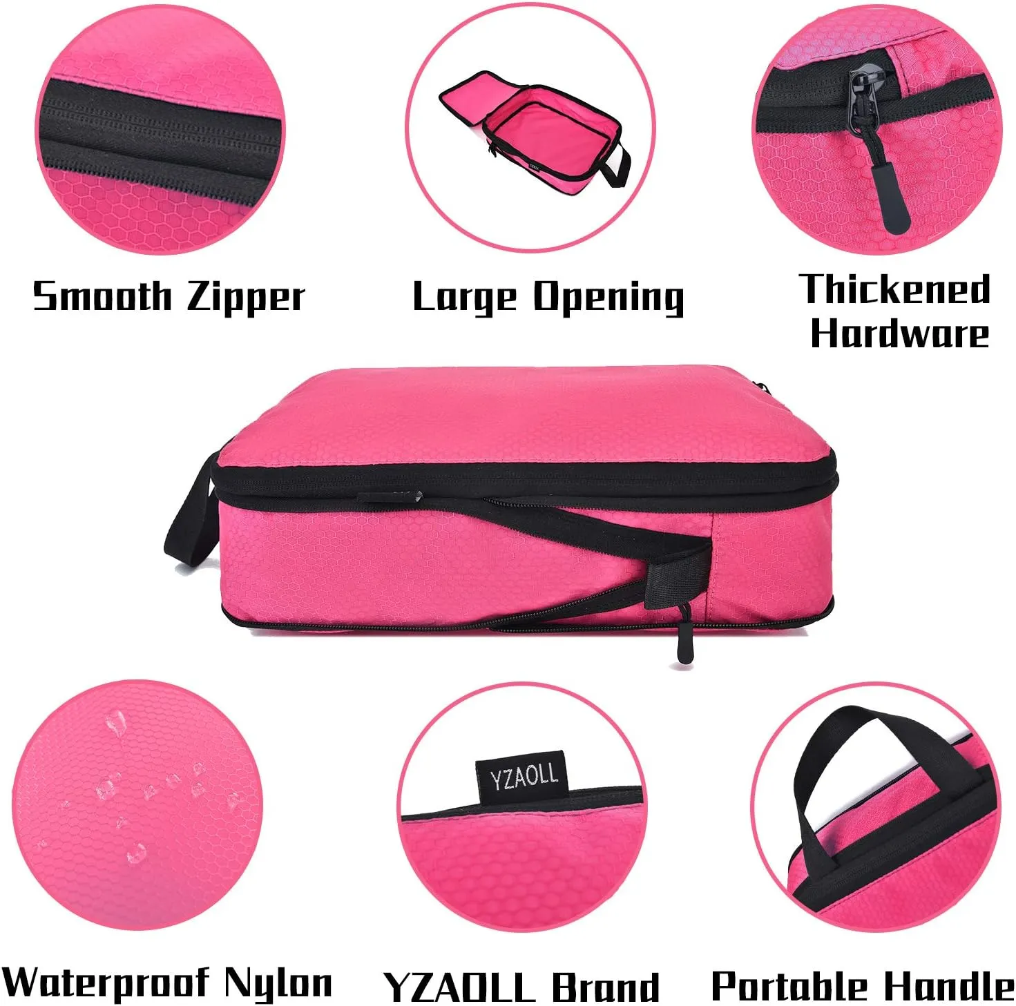 YZAOLL 3 Set/6 Set/7 Set Compression Packing Cubes Travel Accessories Expandable Packing Organizers,Travel Essentials for Carry on 3 Set Rose