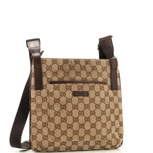 Zip Top Messenger Bag GG Coated Canvas Small
