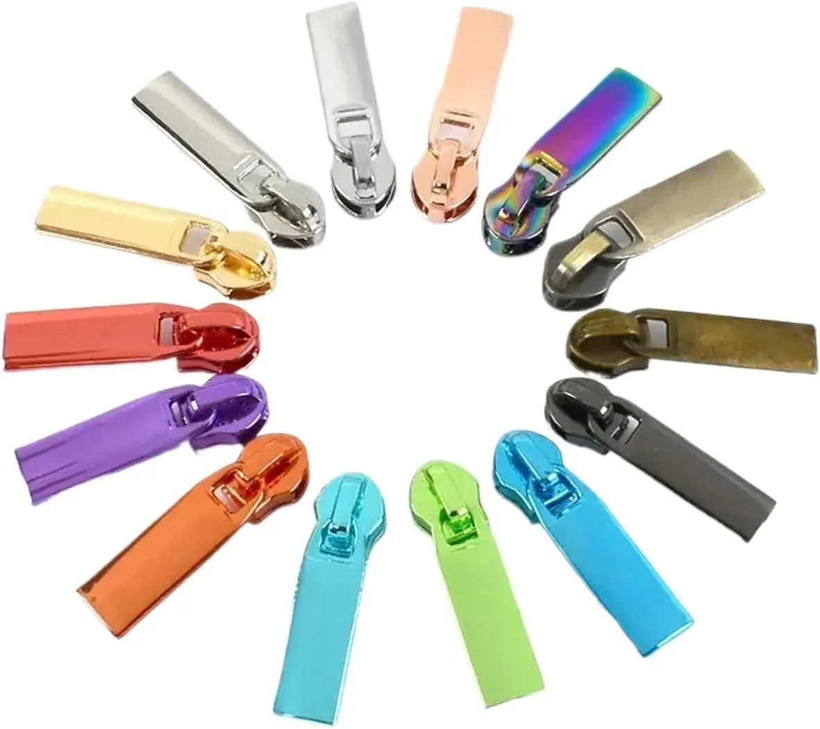 Zipper Pull 80Pcs 3# 5# Decorative Zipper Puller Slider for Nylon Zippers Bag Clothes Backpack DIY Sewing Accessories for Jackets, Luggage, Bag(Brass,80PCS_NO3)