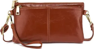 ZOOEASS Triple Zip Small Crossbody Bag Lightweight Purses Vegan Leather Wristlet Clutch, Includes Adjustable Shoulder