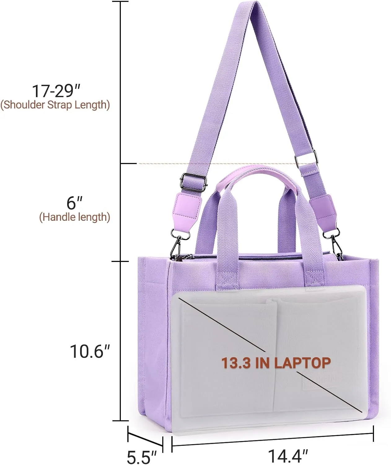 ZORFIN Canvas Tote Bag for Women with Zipper and Compartments Crossbody Work Laptop Bag for Travel College Office