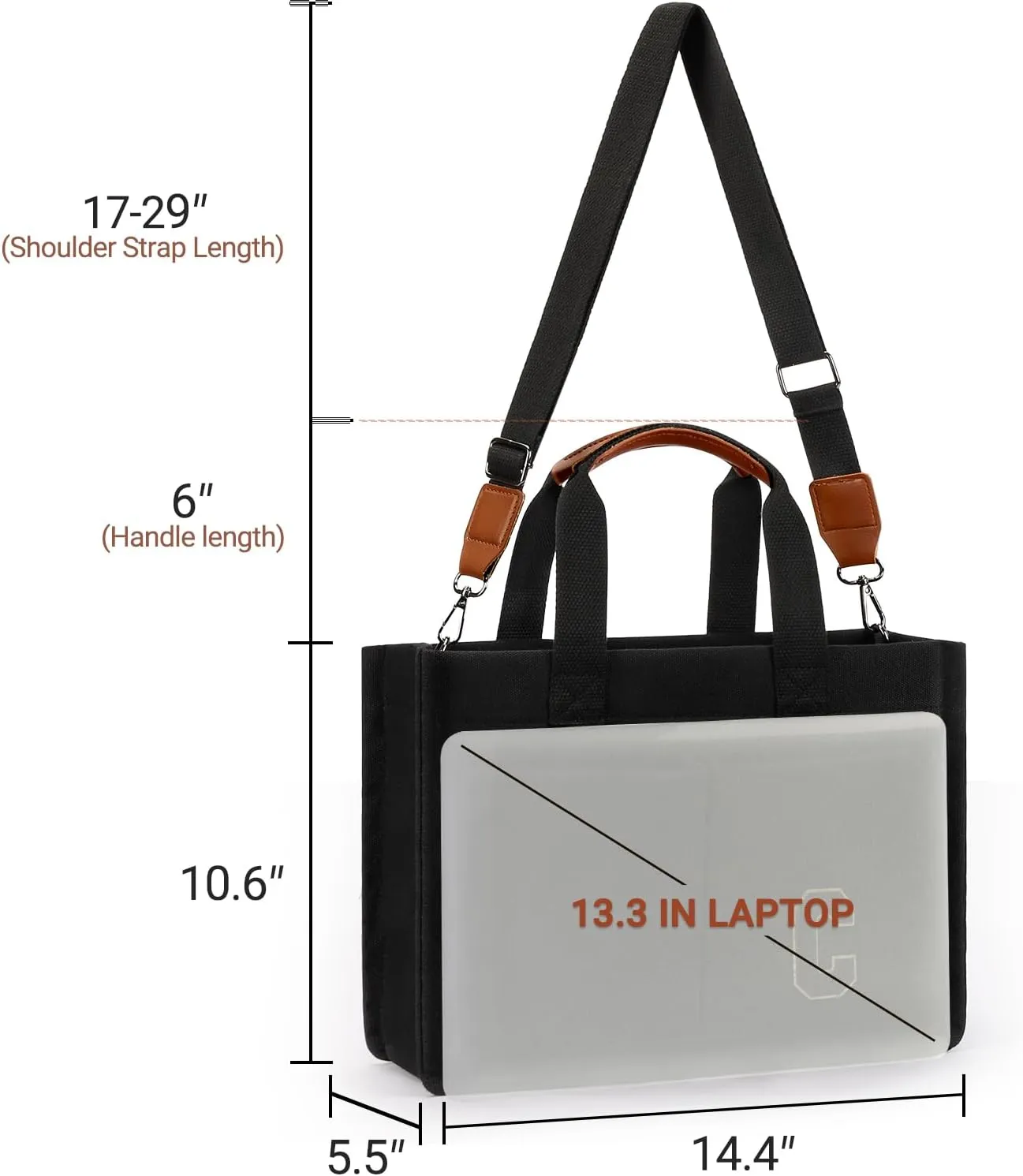 ZORFIN Canvas Tote Bag for Women with Zipper and Pockets Crossbody Work Laptop Book Bag for Travel College Gift